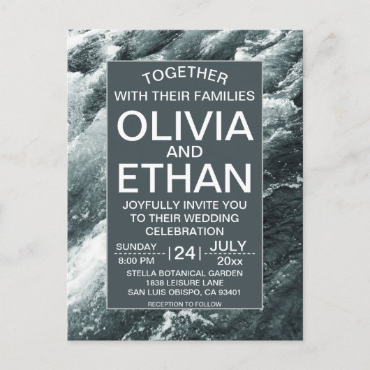 Elegante Ozeanwellen Einladung Postkarte (Vorderseite)