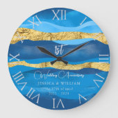 Elegante Ozeanwellen Hochzeitsstimmung zum Jubiläu Große Wanduhr (Vorderseite)