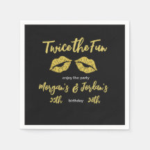 Elegante Paare Black Gold Kisses Joint Geburtstag