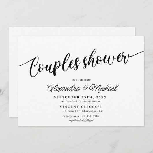 Elegante Paare Dusche Einladung (Vorne/Hinten)