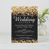 Elegante Paare Dusche Gold Lights Einladung (Stehend Vorderseite)
