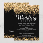 Elegante Paare Dusche Gold Lights Einladung (Vorne/Hinten)