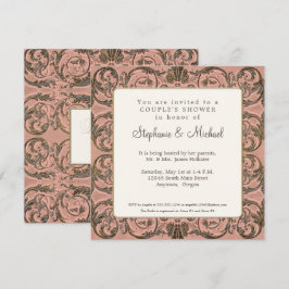 Elegante Paare Dusche Vintag Barock Blush Gold Einladung