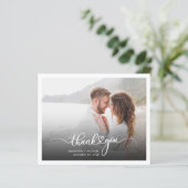 Elegante Paare Foto Hochzeit Danke Karte (Stehend Vorderseite)