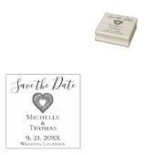 Elegante Paare Hochzeitsherz Save the Date Gummistempel (Stempel)
