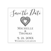 Elegante Paare Hochzeitsherz Save the Date Gummistempel (Prägung)