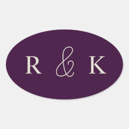 Elegante Paare mit Monogramm Ovaler Aufkleber