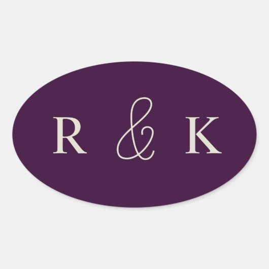 Elegante Paare mit Monogramm Ovaler Aufkleber (Vorderseite)