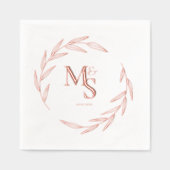 Elegante Paare Monogram Initials Date Rose Gold Servietten Mit Folie (Vorderseite)
