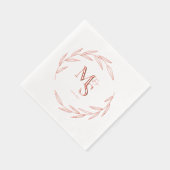 Elegante Paare Monogram Initials Date Rose Gold Servietten Mit Folie (Rechts)