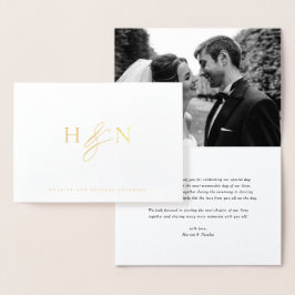 Elegante Paare Monogram Wedding Vielen Dank Folienkarte