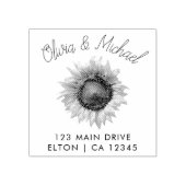 Elegante Paare Script Hochzeitadresse Sonnenblume Gummistempel (Prägung)