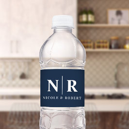 Elegante Paare Wedding Monogram Personalisiert Wasserflaschenetikett