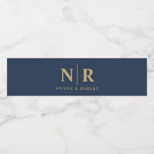 Elegante Paare Wedding Monogram Personalisiert Wasserflaschenetikett (Einzelnes Label)