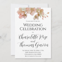 Elegante pachy rosa Blumenhochzeit Einladung