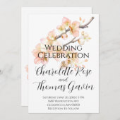 Elegante pachy rosa Blumenhochzeit Einladung (Vorne/Hinten)