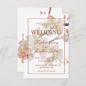 Elegante pachy rosa Blumenhochzeit Einladung (Vorne/Hinten)