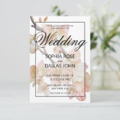 Elegante pachy rosa Blumenhochzeit Einladung (Stehend Vorderseite)