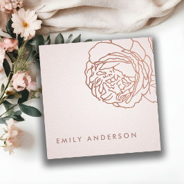 ELEGANTE PALE BLUSH PINK ROSE GOLD FLORAL QUADRATISCHE VISITENKARTE