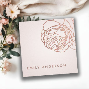 ELEGANTE PALE BLUSH PINK ROSE GOLD FLORAL QUADRATISCHE VISITENKARTE