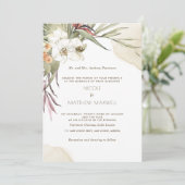 Elegante Palm Blätter floral, Creme Wedding Einladung (Stehend Vorderseite)