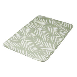 Elegante Palm Blätter Milk Olive Green Muster Badematte