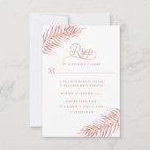 Elegante Palm Leaf Rose RSVP Karte (Vorderseite)