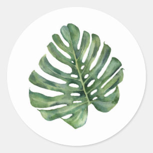 Elegante Palm Leaf Tropical Aloha Gastgeschenk Hoc Runder Aufkleber