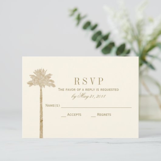 Elegante Palm RSVP-Karte RSVP Karte (Stehend Vorderseite)