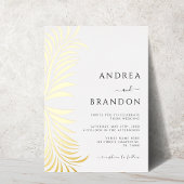 Elegante Palm Tree Blätter Hochzeit in einem Gold Folieneinladung