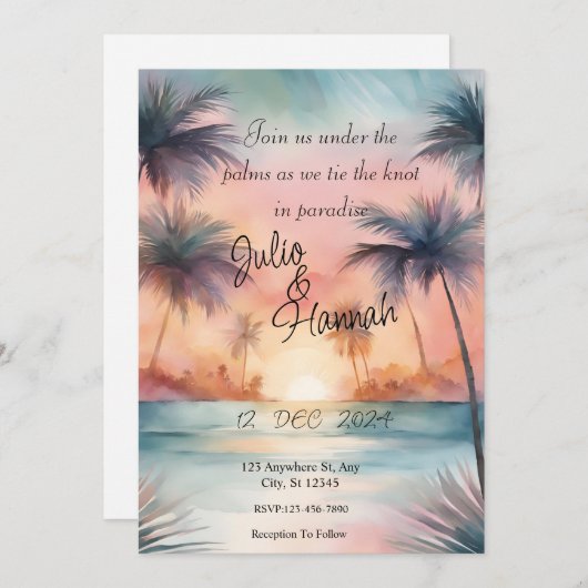 Elegante Palm Tree Einladung (Vorne/Hinten)