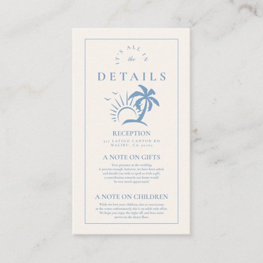 Elegante Palm Tree Hand Drawn Wedding Begleitkarte (Vorderseite)