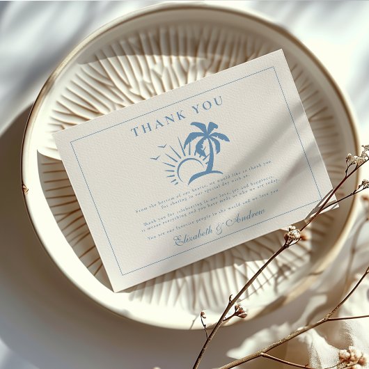 Elegante Palm Tree Hand Drawn Wedding Dankeskarte
