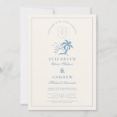 Elegante Palm Tree Hand Drawn Wedding Einladung (Vorderseite)