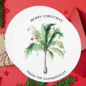 Elegante Palm Tree Moderne Familienweihnachtszeit Feiertagskarte