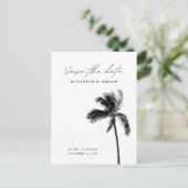 Elegante Palm Tree Save the Date Postkarte (Stehend Vorderseite)