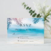 Elegante Palm Tree Tropical Beach Wedding RSVP Car (Stehend Vorderseite)