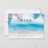 Elegante Palm Tree Tropical Beach Wedding RSVP Car Karte (Vorderseite)