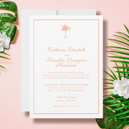 Elegante Palm Tree Tropical Wedding Einladung