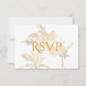 Elegante Palm Trees Gold Classic Text Beach Hochze RSVP Karte (Vorderseite)