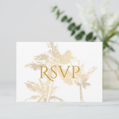 Elegante Palm Trees Gold Classic Text Beach Hochze RSVP Karte (Stehend Vorderseite)