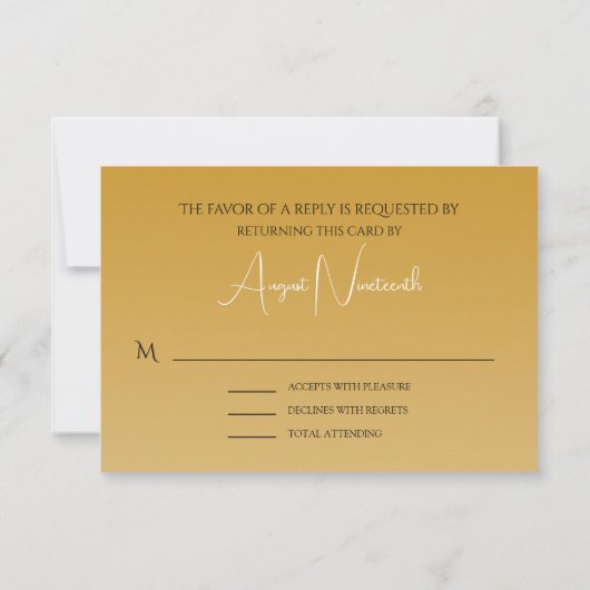 Elegante Palm Trees Gold Classic Text Beach Hochze RSVP Karte (Rückseite)