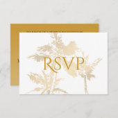 Elegante Palm Trees Gold Classic Text Beach Hochze RSVP Karte (Vorne/Hinten)