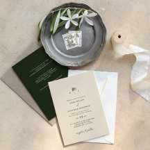 Elegante Palmbaum-Hochzeitseinladung mit QR-Code