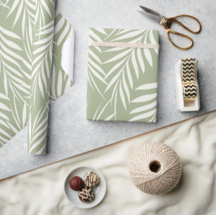 Elegante Palmenblätter Oliven Grün Muster Geschenkpapier