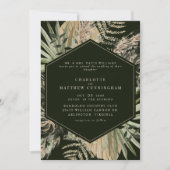 Elegante Pampas Black & Cream Wedding Einladung (Vorderseite)