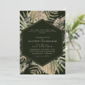 Elegante Pampas Black & Cream Wedding Einladung (Stehend Vorderseite)