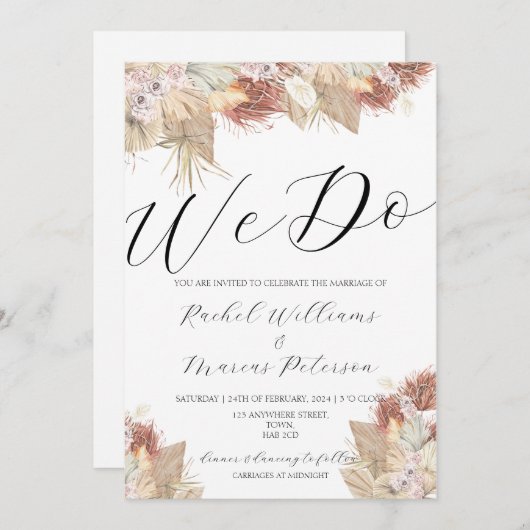 Elegante Pampas-Gras-getrocknete Blume, die wir Ho Einladung (Vorne/Hinten)