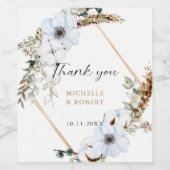 Elegante Pampas Grass and White Anemone Hochzeit Weinetikett (Einzelnes Label)