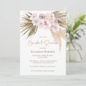 Elegante Pampas Grass Blush Champagne Dusche Einladung (Stehend Vorderseite)